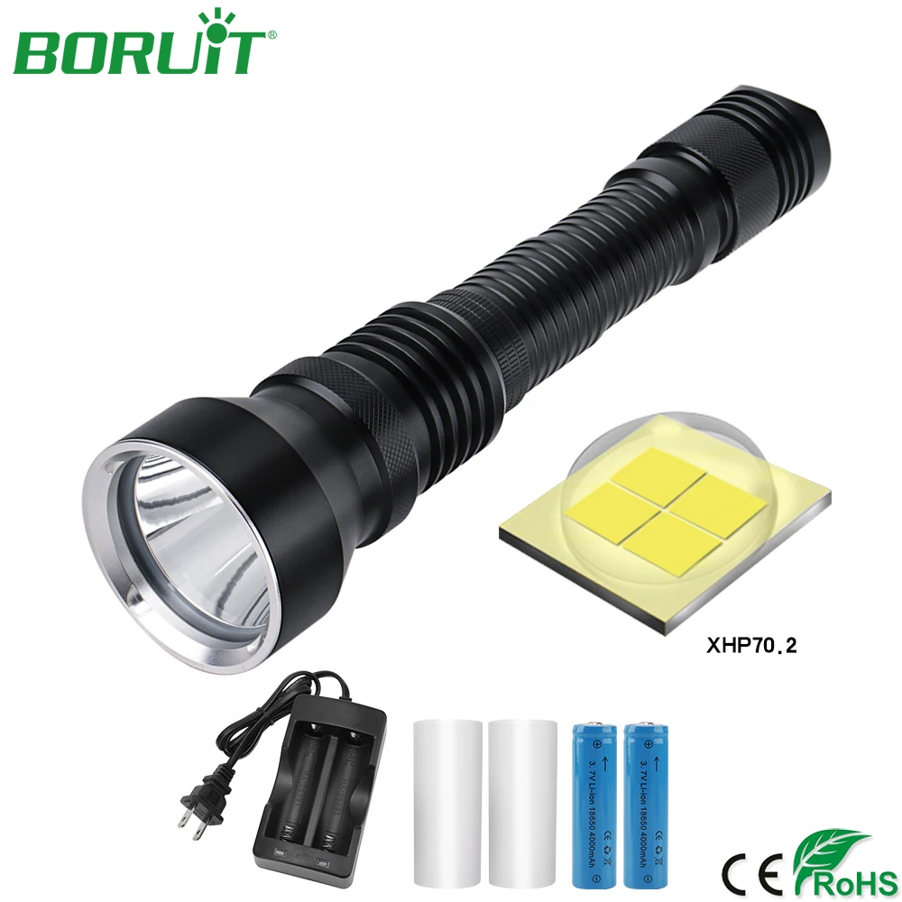 

BORUiT Powerful 6800lm XHP70.2 LED Flashlight IPX8 Waterproof Diving Torch Light Underwater 80m Scuba Dive Lamp Flash Light