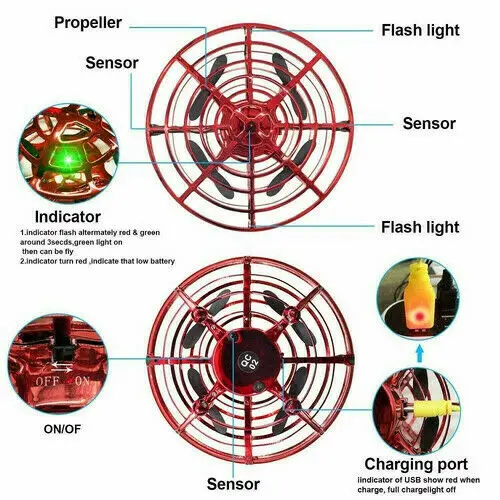 Мини-Дрон Quad Индукционная Левитация НЛО светодиодный светильник usb зарядка дети подарок на день рождения игрушки для мальчиков девочек взрослых