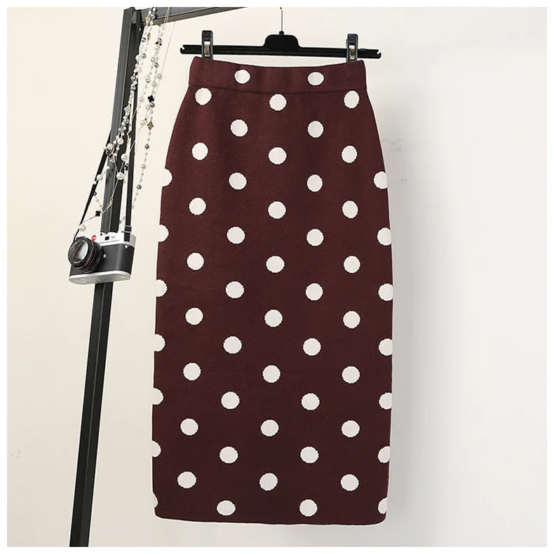 Облегающие Женские юбки с разрезом сзади и высокой талией, Осень-зима, Толстая теплая трикотажная прямая Офисная Женская юбка Повседневная юбка средней длины, наряд