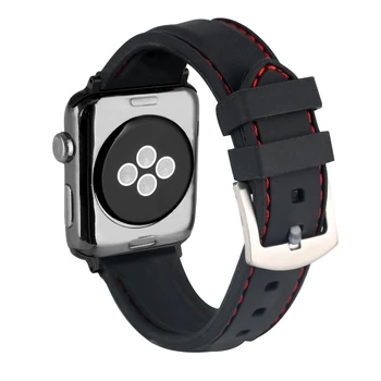 

Classic Black Waterproof Apple Watch Strap Practical Silicon Replacement Watches Strap 38/44MM Durable Band for Apple Watch