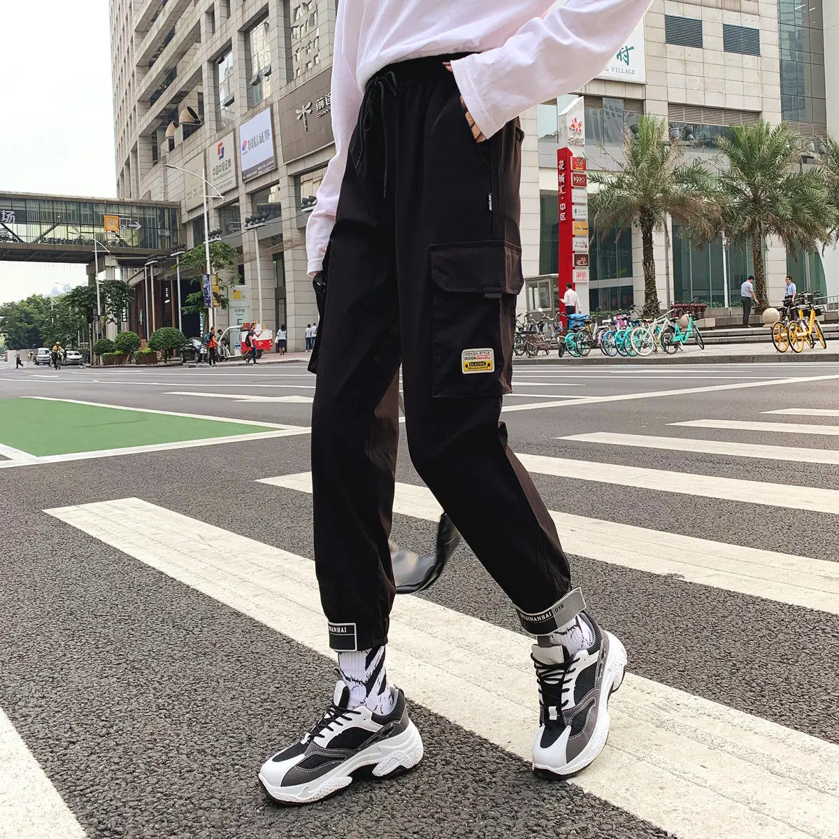 

Harem pants high waist overalls leisure sports Korean women's trousers new autumn winter fashion brand loose fashion ninth pant
