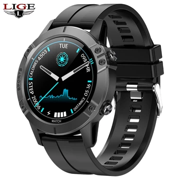 

LIGE New IP67 Waterproof Smart Watch Men Sports Fitness Tracker Heart Rate Monitor Android IOS Full Touch Screen Men Smartwatch