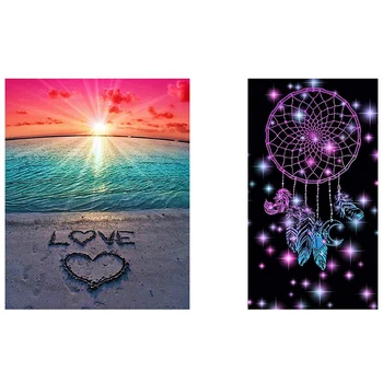 

Diamond Embroidery Round Diamond Painting for Adult or Kid Wind Chime & Diy 5D Diamond Painting Beach By Number Kits