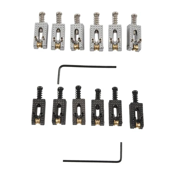 

12 Roller Bridge Tremolo Saddles with Wrench for Fender Strat Tele Electric Guitar Chrome Color & Black