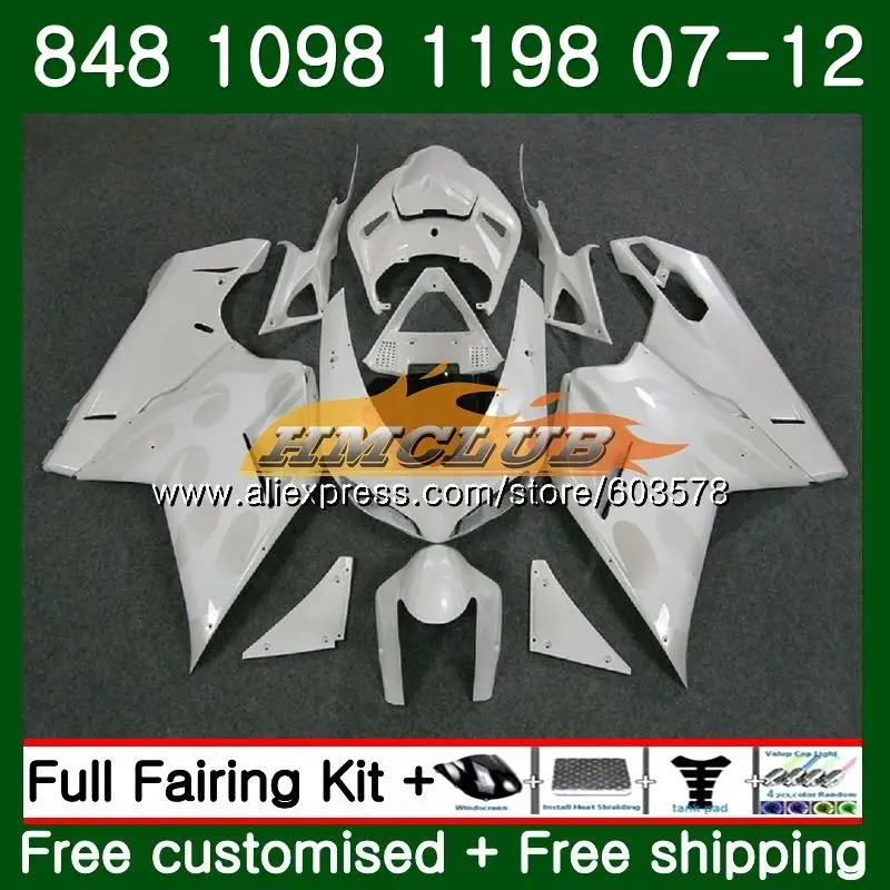 848S для поездок на мотоцикле DUCATI 848R 1098R 848 1098 1198 S 07 08 09 11 12 39CL. 30 ювелирные изделия из жемчуга белого 1098S 1198 S 2007 2008 2009 2010 2011 2012 обтекатель