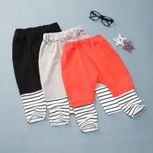 Новые модные штаны-шаровары для малышей Детские хлопковые штаны в полоску для девочек повседневные брюки на осень и зиму