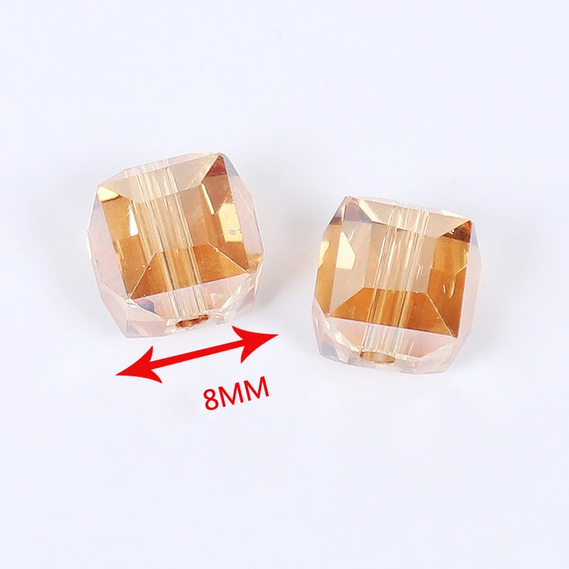 8 мм квадратные сквозные бусины с отверстиями Пришивные стеклянные кристаллы