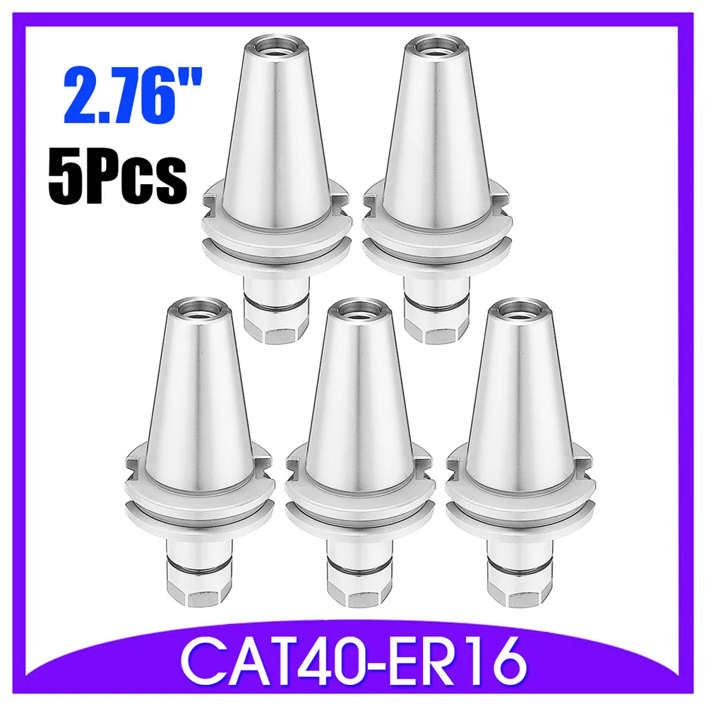 5pcs/set CAT40-ER16 Spring Collet Chuck CNC Toolholder Milling Lathe Cutter CNC Arbor Chuck Holder Workholding Nuts