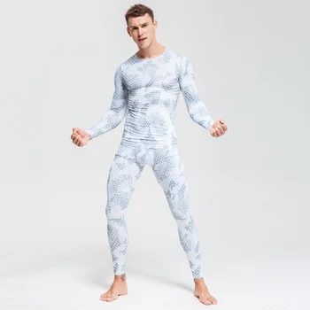 

Compression Stretch Long johns Winter Thermal Underwear base layer set Men Workout Clothes Set Rashguard Men's Thermal Underwear