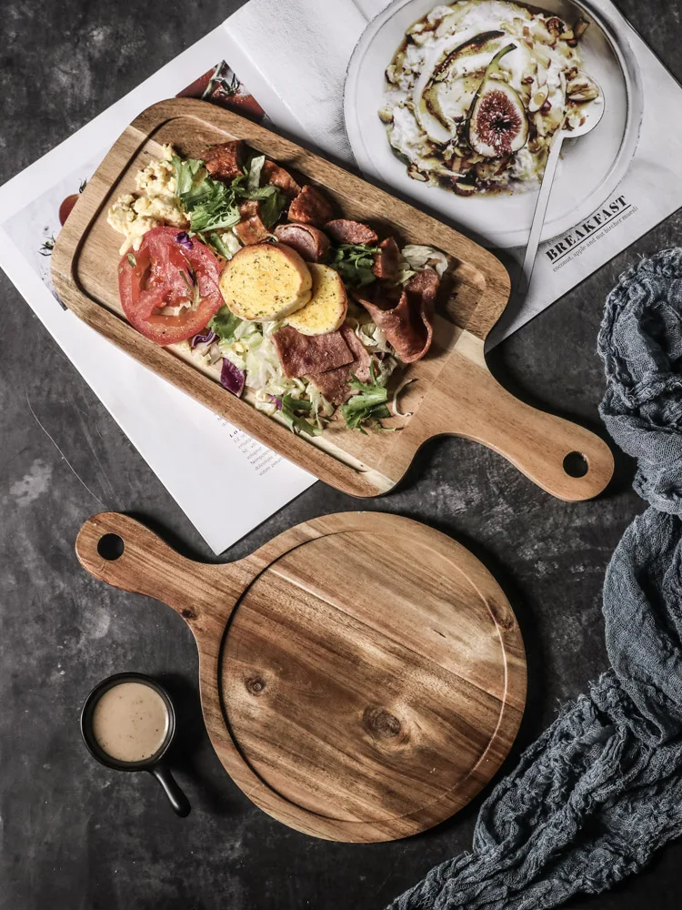 

Round Small Nordic Plate Wood Luxury Serving Deep Plates Serving Trays Decorative Talerze Obiadowe Wooden Tray BK50SC