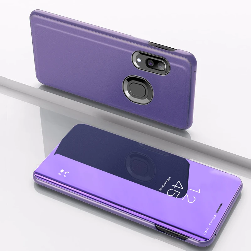 Зеркальный флип-чехол для samsung Galaxy A30 A70 A40 Смарт Обложка книги для samsung A50 a20e 30 40 50 70 50a 30a 70a подставка Funda - Цвет: purple blue