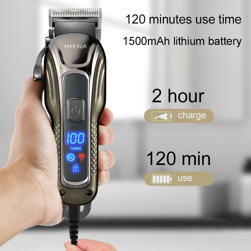 Professional Barber Hair Clipper Set Rechargeable Electric Finish Cutting Machine Beard Trimmer Shaver Cordless freeshipping USB 3