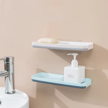 

Portable installation Double-lay Soap Holder PP Bathroom Shower Soap Box Dish Storage Plate Suction Wall Shelf Holder Rack