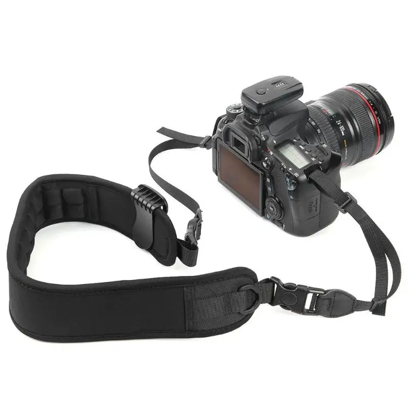 Мягкая воздушная подушка с плечевым ремнем для камеры, пластиковая пряжка из воловьей кожи, хлопковый Плетеный ремешок для камеры Canon Nikon, черный