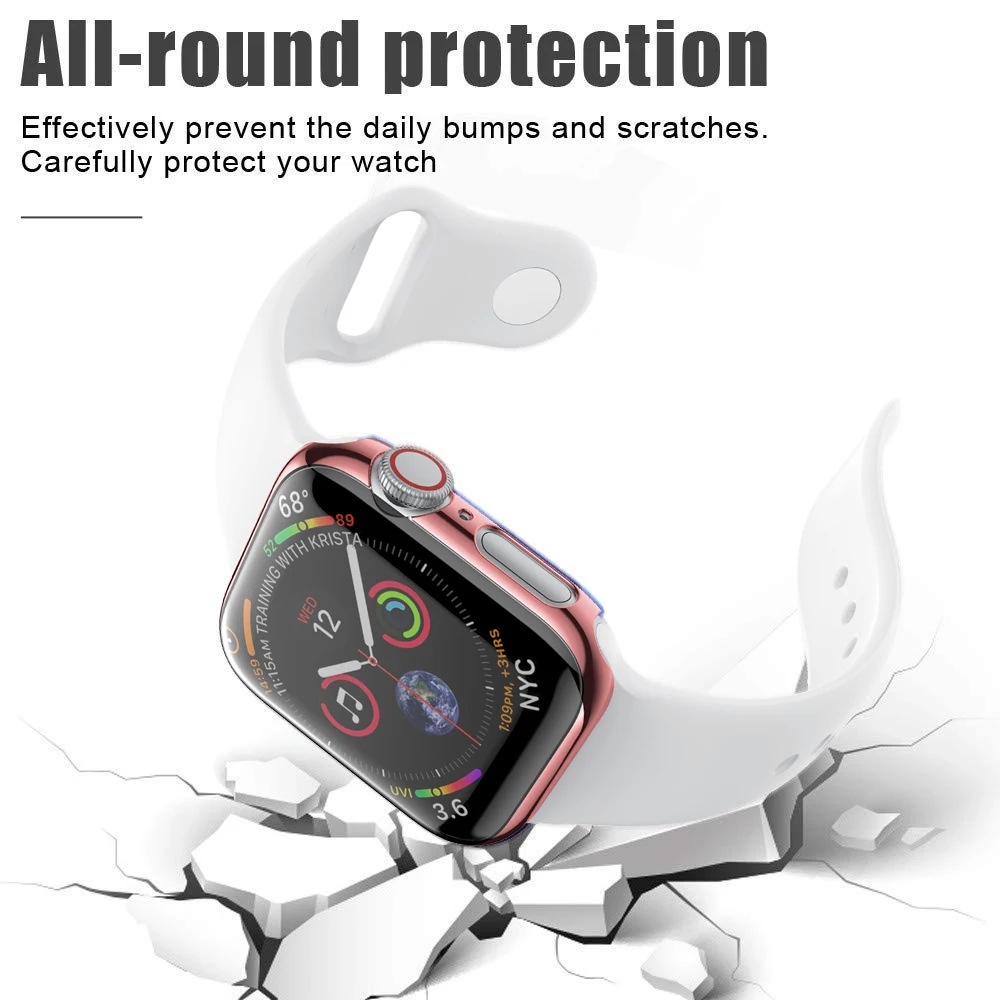 Абсолютно роскошный чехол для Apple Watch Series 5 4 из жесткого поликарбоната для защиты экрана, пластиковый чехол с гальваническим покрытием, бампер для 40 мм 44 мм