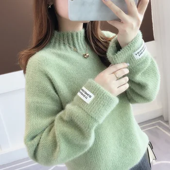 

Mink Velvet Gao Collar Sweater Female 2019 Lazy Pullover Thicken Chenille Backing Knitting Shirt
