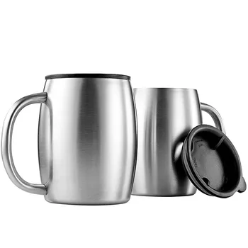 

Portable Mug Cup with Handle Double Wall Stainless Steel Mug Travel Camping Hiking Tumbler Coffee Mug Tea Cup