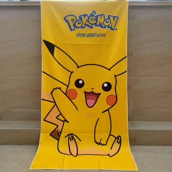 

Cartoon Pokemon Go yellow Pikachu Anime Wash Face Towel Kids BoysMicrofiber quick-drying towel Beach Travel Towels
