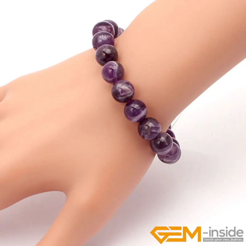 Натуральный камень, Фиолетовый Мечта кружева аметистов камень в виде бисера браслет 7,5 дюймов DIY браслет ювелирные изделия подарок для женщин 6 мм 8 мм 10 мм 12 мм