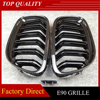 

2 PCS Glossy Black M-Color 2 Line Front Air Intake Grille Double Slat For B MW 3 Series E90 ABS 2008-2011 Car Accessories