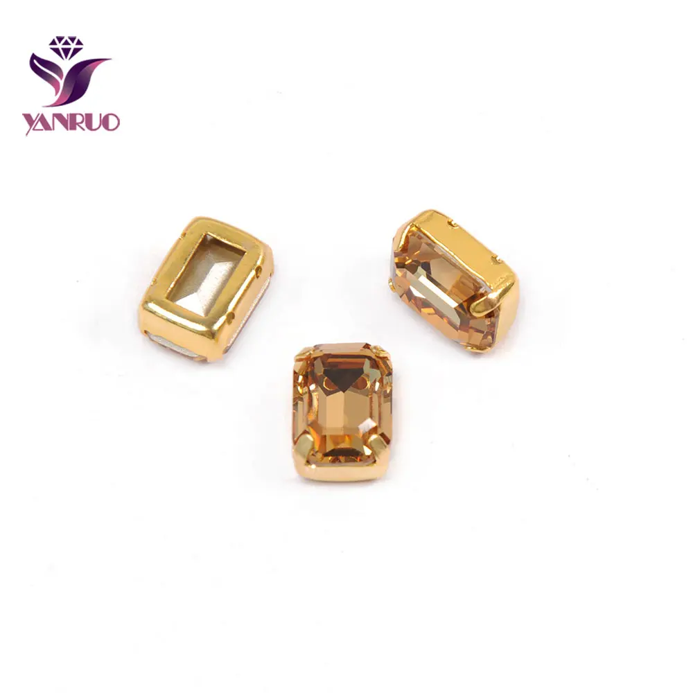 YANRUO 4610 Восьмиугольные Швейные Стразы Хрустальные стеклянные камни заостренные сзади пришитые стразы аппликации для платьев - Цвет: Light Colorado Topaz