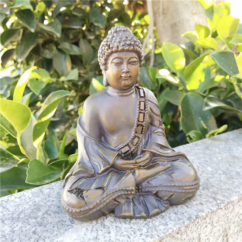 Buddha Figur Sitzend Aus Harz – Feng Shui Deko, Handbemalt, Für Garten & Wohnung, Meditation & Harmonie