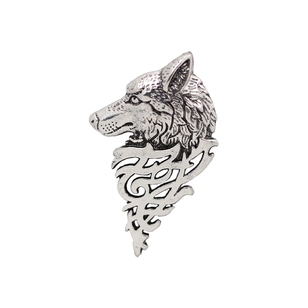 Vintage Rhinestone Crystal Flower wolf Animal Brooch Wedding Bridal Broach Lapel Pin