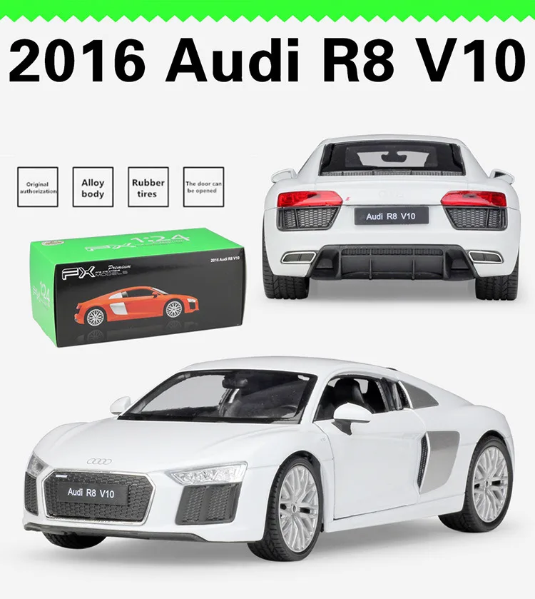 WELLY 1:24 Audi R8 V10 автомобиль спортивный автомобиль имитация сплава Модель автомобиля ремесла украшение Коллекция игрушек инструменты подарок