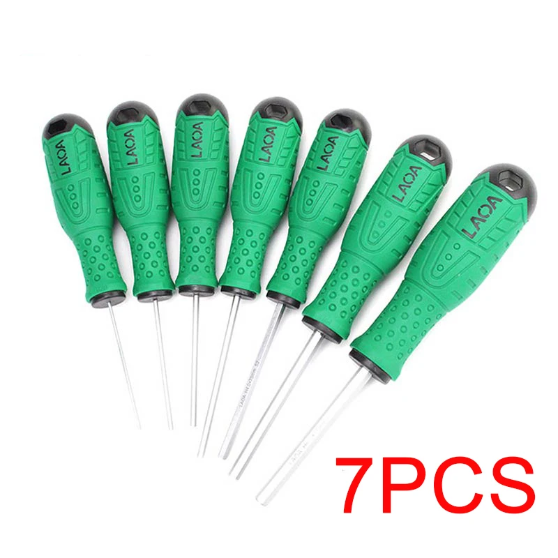 7PCS LAOA 7 шт. наборы профессиональная Шестигранная отвертка ручка шестигранный ключ S2 шестигранный ключ магнитные отвертки - Цвет: 7PCS