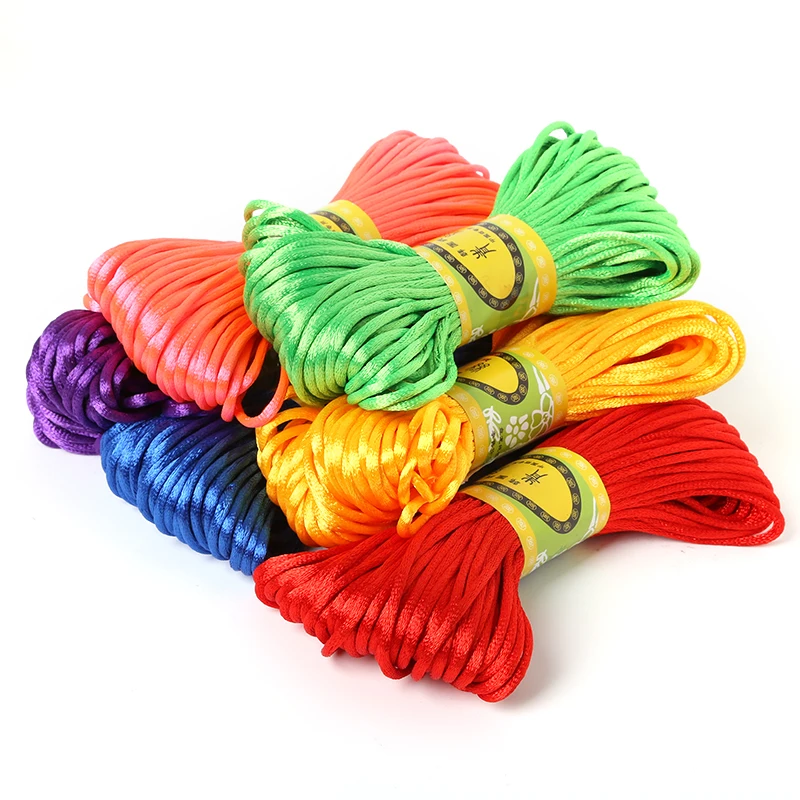 Fuschia 2mm Nylon Satin Cord Smooth Chinese Knot Mouse tail Knotting Shamballa Macrame Rattail Silky Nylon Cord