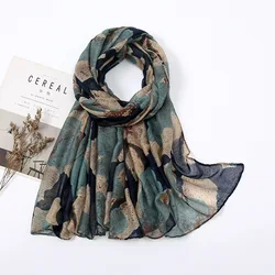 2023 Fashion Women Cotton Viscose Scarf Ombre Floral Voile Beach Hijab Shawls and Wraps Female Foulard Echarpe Designer 180*90Cm