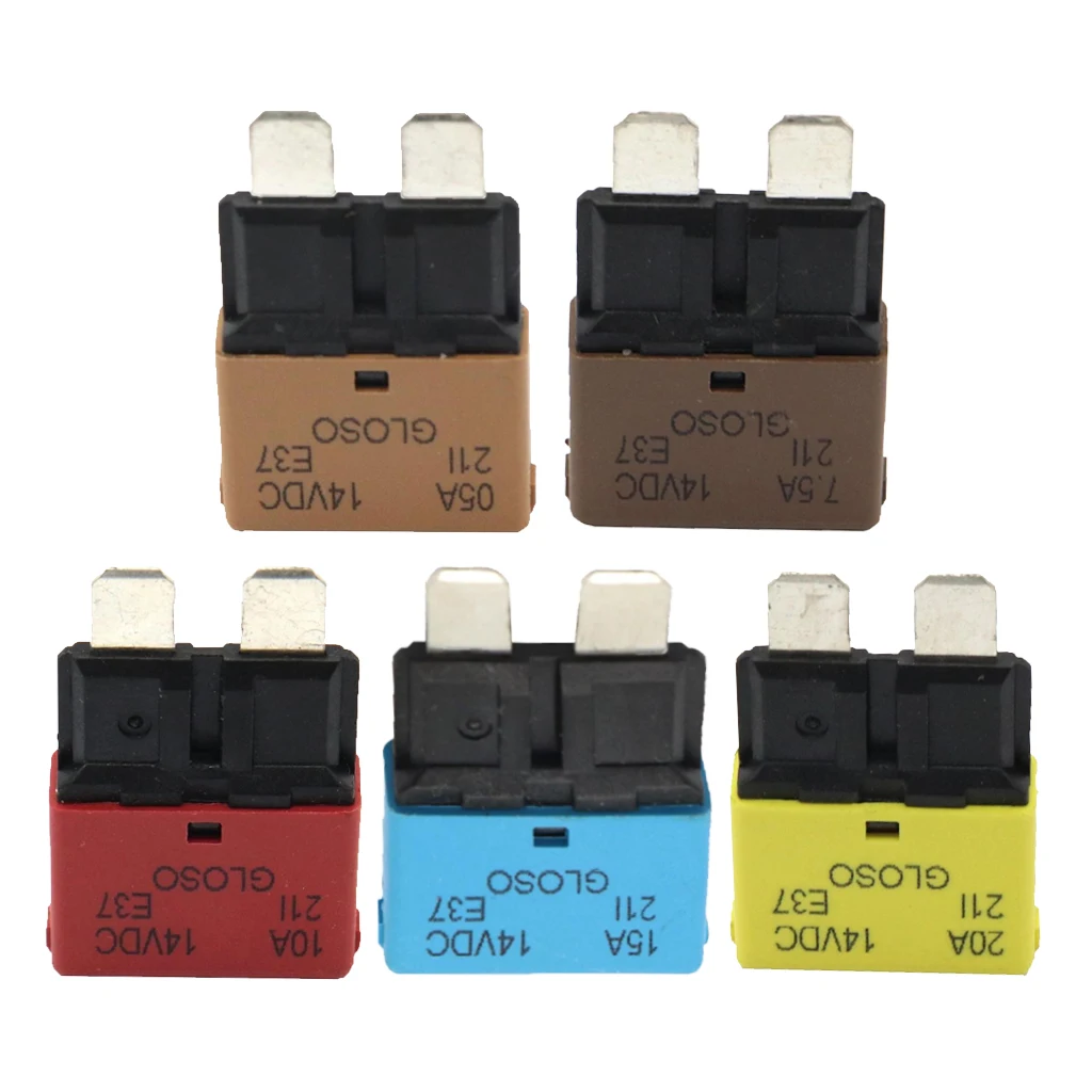 5pcs Blade Fuse Circuit Breaker Automatic Reset Marine 20A/15A/10A/7.5A/5A