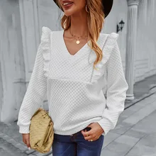 

Women's Hoodies Autumn Winter New Fashion Casual Temperament Commuter Quilted Sweater Solid Color T-shirt Women With Fungus Lace