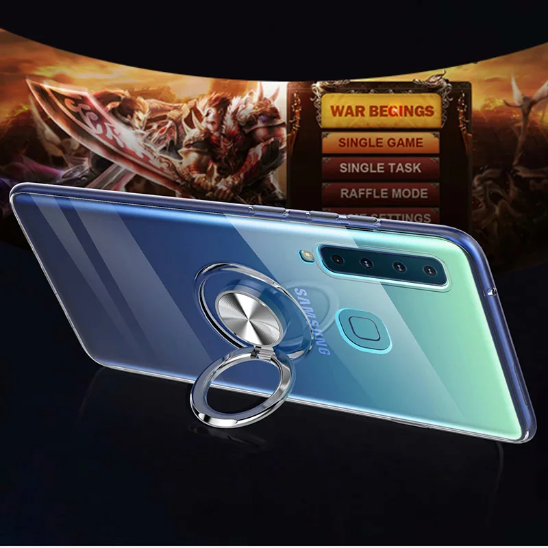 Кронштейн чехол s для samsung Galaxy A9 Pro роскошный Магнитный Автомобильный держатель Подставка прозрачный силиконовый чехол для samsung A9 Pro чехол