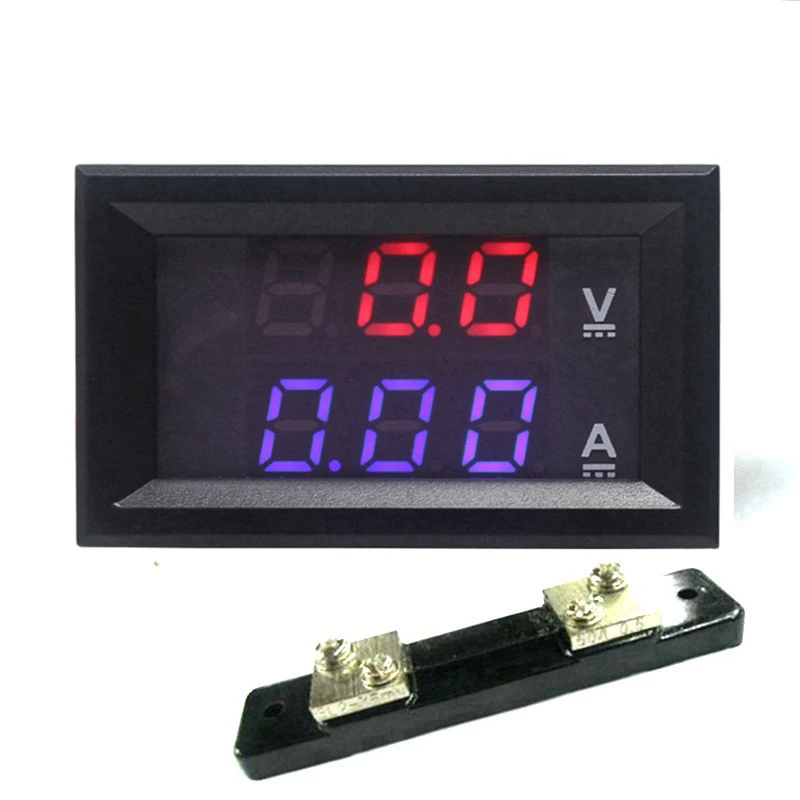 Цифровой вольтметр амперметр DC 0-100V 10A 50A 100A двойной дисплей детектор напряжения панель измерителя тока Ампер Вольтметр