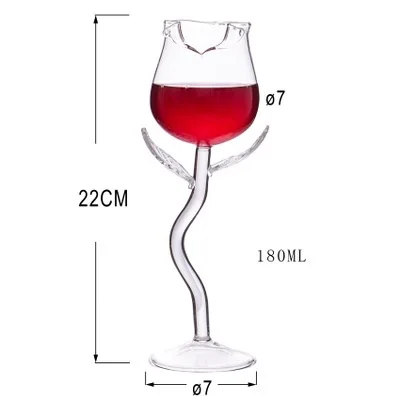 Lead-Free Rose Flower Shape Goblet, Creative Wine Glass, Red Wine, Cocktail Glasses, Home, Wedding Party, Barware, Drinkware G