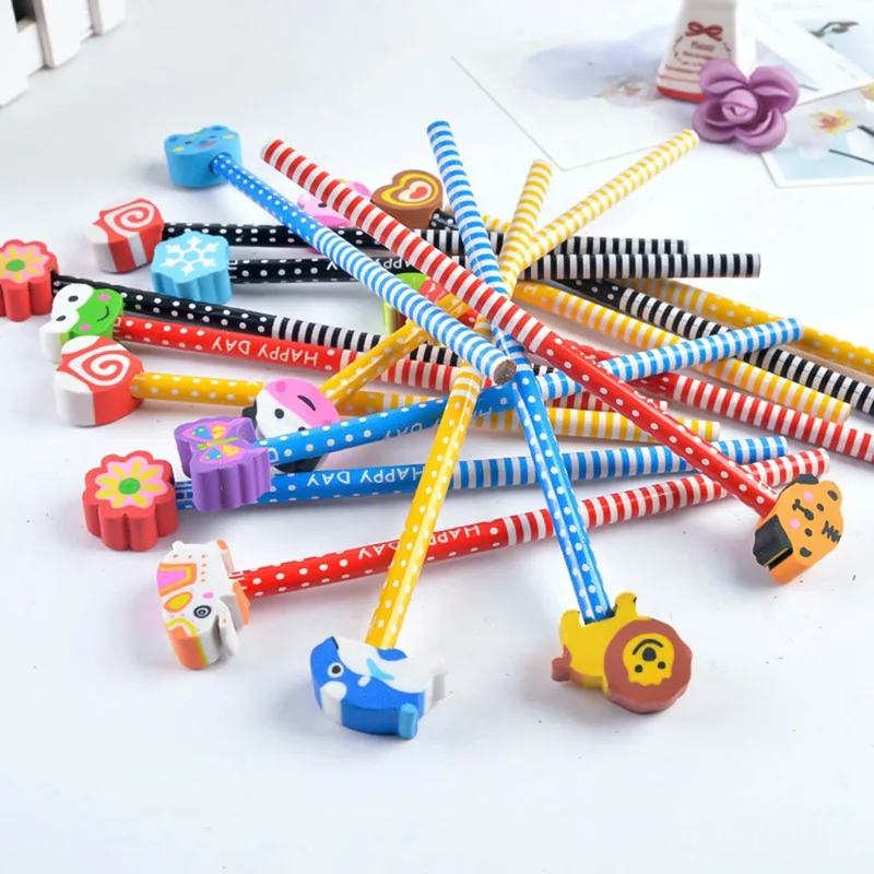 10 шт. милый креативный карандаш с ластик для начальной школы детские карандаши, школьные принадлежности
