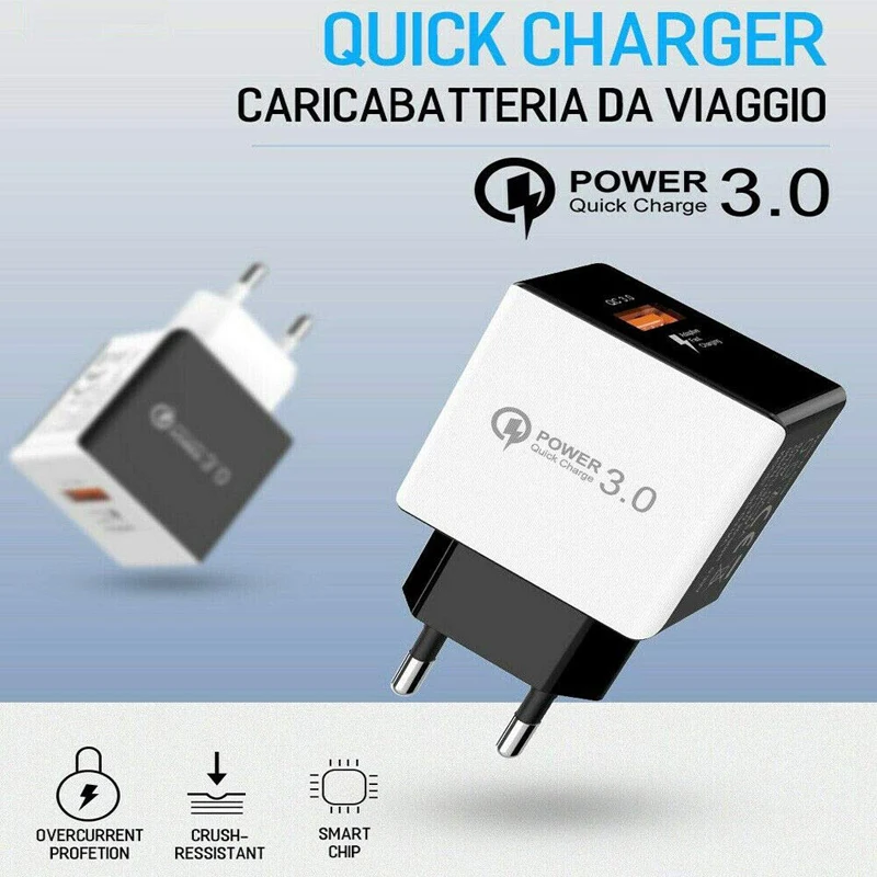 QC3.0 USB зарядное устройство с европейской вилкой 18 Вт Быстрая зарядка Универсальный Быстрый адаптер настенное зарядное устройство для мобильного телефона для samsung S 9 8 xiaomi mi 5 6 mi x2