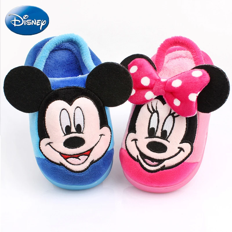 Disney/Детская Хлопковая обувь с героями мультфильмов Плюшевые Спортивные Тапочки