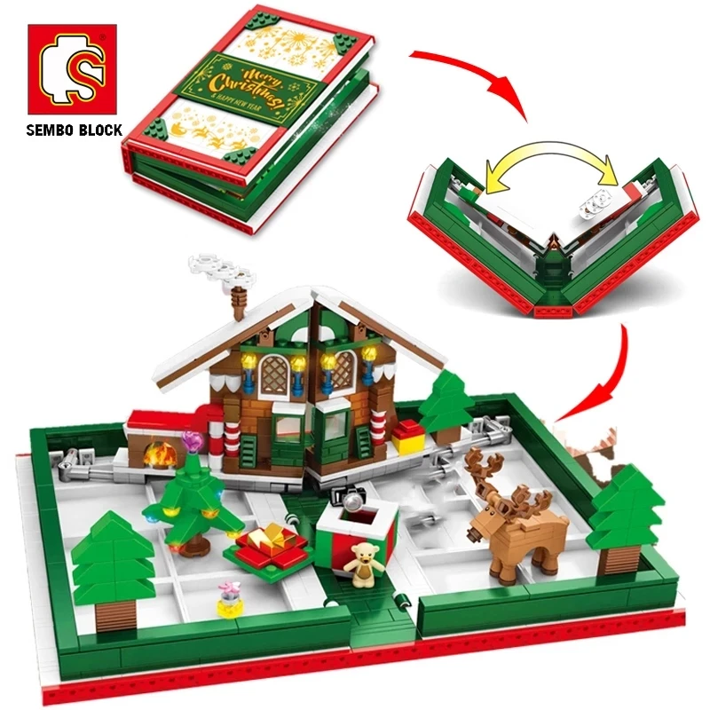 

SEMBO Creator Friends Christmas book Compatible architecture 635PCS Santa Claus Advanced model building block figures toys Gifts