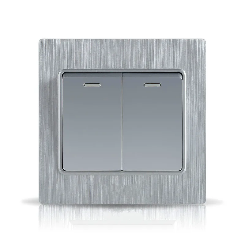 

Switch socket brushed silver switch panel double open two control fluorescent