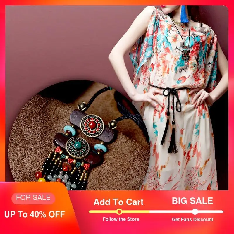 Колье в стиле бохо Для женщин этническом камень набор длинных ожерелий черный