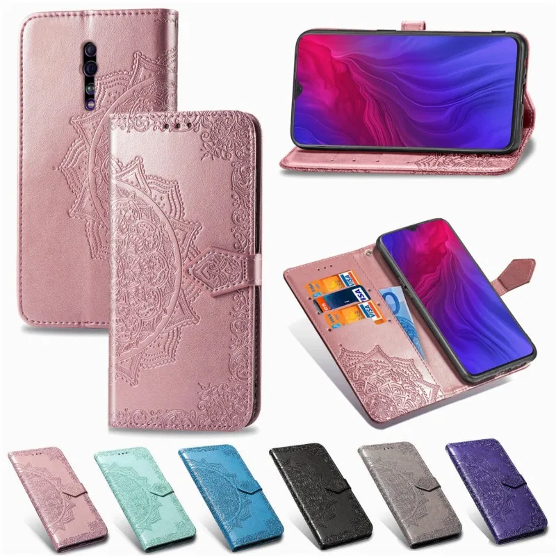 OEEKOL Datura Flower Flip Cover Leather Case for OPPO A9 /A5 /A1k/Reno A/Reno Ace/Reno Z/Reno2 Z