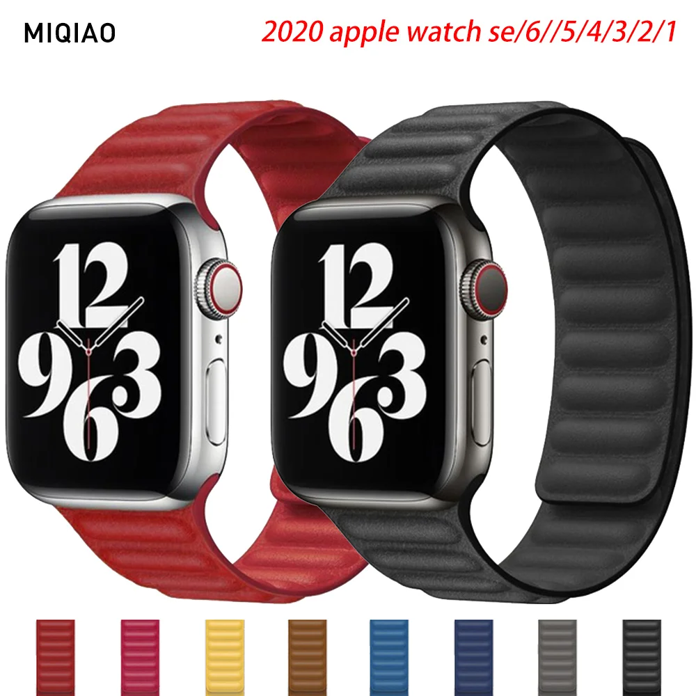 

Leather link loop strap For apple watch band 44mm 40mm iWatch series 6 SE 5 4 3 2 1 watchbands bracelet 42mm 38mm Wristbands