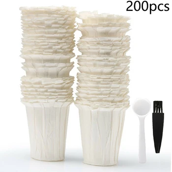 

200Pcs Disposable Coffee Paper Filter Cup Set W/ Spoon Brush For Keurig K Carafe Outdoor Car Cafe Bar
