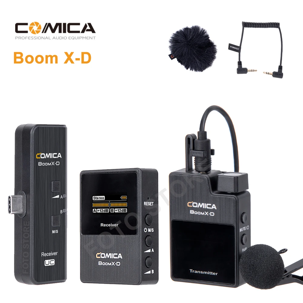 Цифровой беспроводной микрофон Comica BoomX-D 2 4G комплект передатчика мини-ресивер для