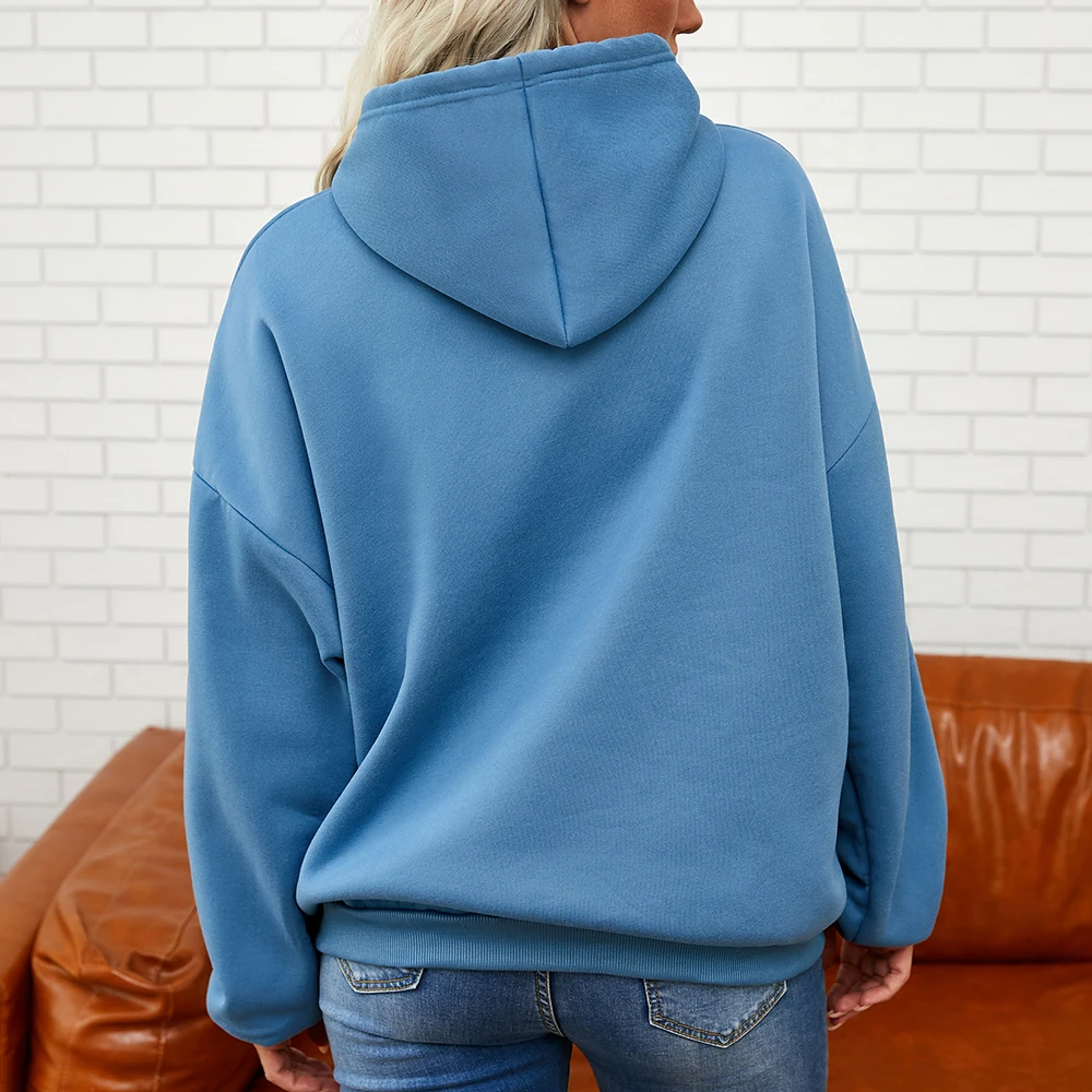 Женская толстовка большого размера с буквенным принтом Длинная капюшоном