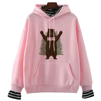 

Bear Hug Japanese Anime Hoodie Women Graphic Top 90s Pullover Streetwear Punk Sweatshirt Clothes