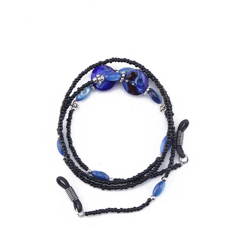 Blue Модная цепочка для очков для чтения для женщин, цветные бусины, солнечные очки, шнуры, бисерный шнурок для очков, держатель для очков, ремни, фиксатор для очков - Color: Blue