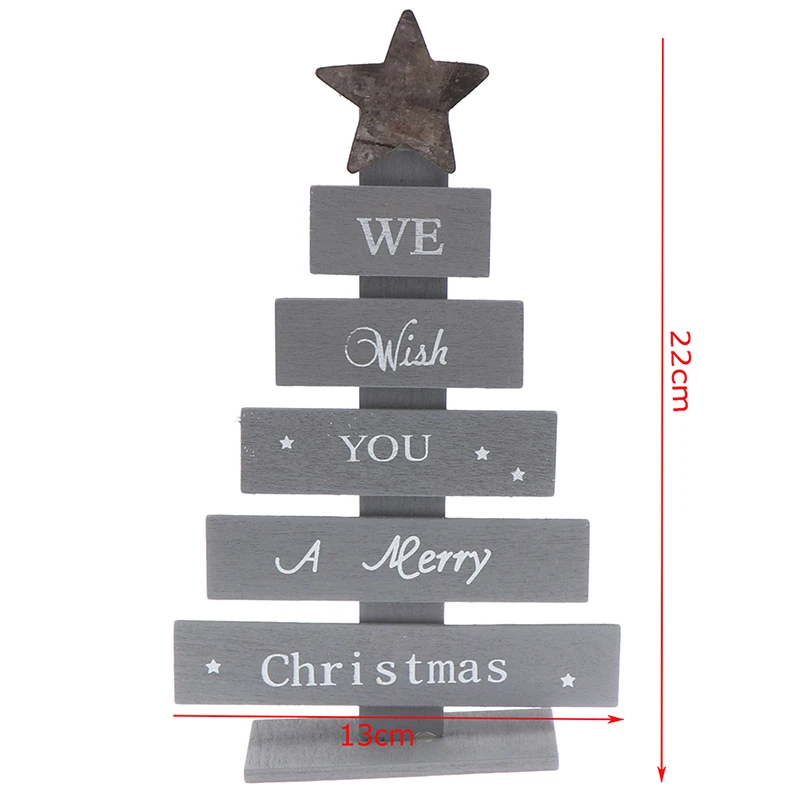 1 шт. год Деревянный Мини Рождественская елка настольные украшения Merry для рождественской вечеринки декор белый серый хаки 22x13 см